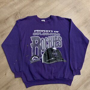 Vintage 90s MLB Property Of Colorado Rockies Sweatshirt Men's XL Purple Crewneck
